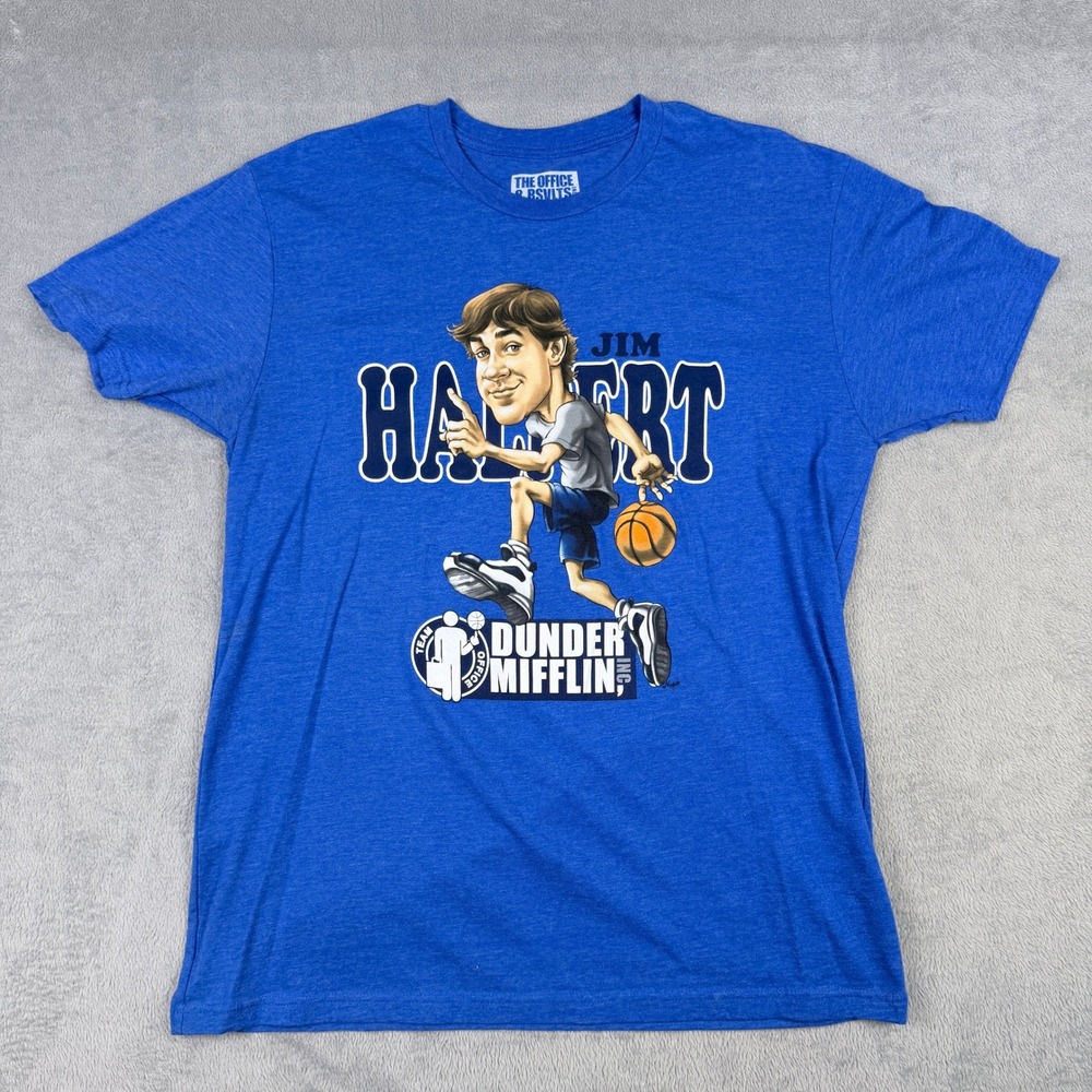 The Office RSVLTS Jim Halpert Dunder Mifflin Basketball T-Shirt Blue Large